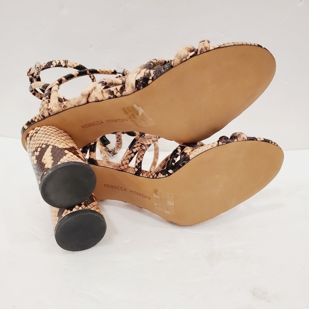 NEW Rebecca Minkoff Apolline Snakeskin Leather Strappy Sandals Rosewood - Picture 4 of 5